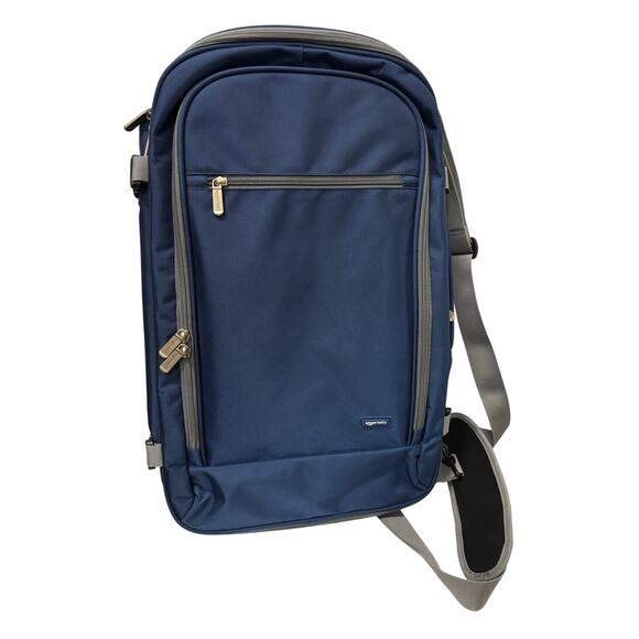 Amazon Basics Convertible Travel Backpack Carry-On Approx. 22x14x9 inches blue - Picture 1 of 14